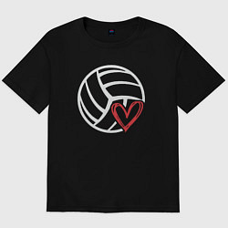 Футболка оверсайз мужская Love Volleyball, цвет: черный