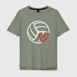 Футболка оверсайз мужская Love Volleyball, цвет: авокадо