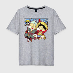 Футболка оверсайз мужская Малыши Зоро и Луффи One Piece, цвет: меланж