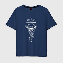 Футболка оверсайз мужская Вегвизир Vegvisir Руна Z, цвет: тёмно-синий
