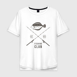 Футболка оверсайз мужская Рыбаловный клуб, цвет: белый