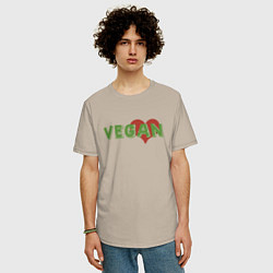 Футболка оверсайз мужская Vegan Love, цвет: миндальный — фото 2