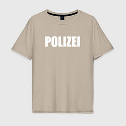 Мужская футболка оверсайз POLIZEI Полиция Надпись Белая