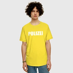 Футболка оверсайз мужская POLIZEI Полиция Надпись Белая, цвет: желтый — фото 2