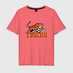 Футболка оверсайз мужская Football Tigers, цвет: коралловый