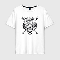 Футболка оверсайз мужская Королевский Тигр, цвет: белый