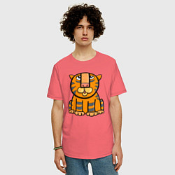 Футболка оверсайз мужская Funny Tiger, цвет: коралловый — фото 2