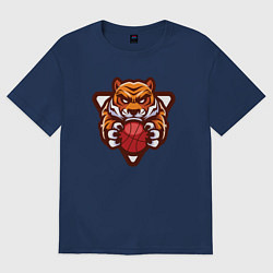 Футболка оверсайз мужская Basketball Tiger, цвет: тёмно-синий