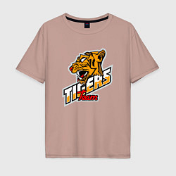 Футболка оверсайз мужская Team Tigers, цвет: пыльно-розовый