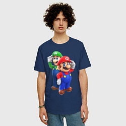 Футболка оверсайз мужская Mario Bros, цвет: тёмно-синий — фото 2