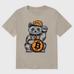 Футболка оверсайз мужская Крипто-кот, цвет: миндальный