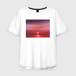 Футболка оверсайз мужская Сочный закат на море, цвет: белый