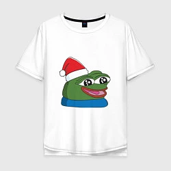 Мужская футболка оверсайз Pepe, pepe happy, Пепе хеппи, pepe happy new year