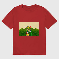 Футболка оверсайз мужская Mario Coins, цвет: красный