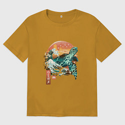 Футболка оверсайз мужская Черепаха Япония, цвет: горчичный