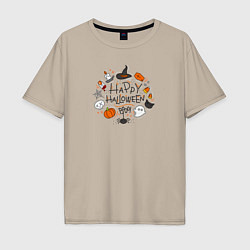 Мужская футболка оверсайз Happy Halloween! Boooo!!!