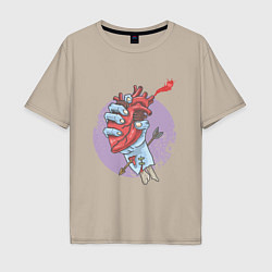 Футболка оверсайз мужская Zombie Heart, цвет: миндальный