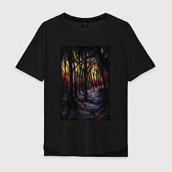 Мужская футболка оверсайз Деревья в ночи