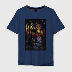 Мужская футболка оверсайз Деревья в ночи