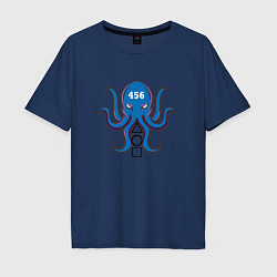 Мужская футболка оверсайз Ojingeo geim синий кальмар