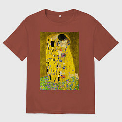Футболка оверсайз мужская Поцелуй картина Климта, цвет: кирпичный