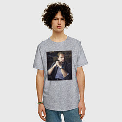 Футболка оверсайз мужская Леонардо Ди Каприо, фотопортрет, цвет: меланж — фото 2