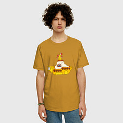 Футболка оверсайз мужская The Beatles Yellow Submarine в дудл стиле, цвет: горчичный — фото 2