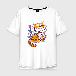 Мужская футболка оверсайз Cute little tiger cub