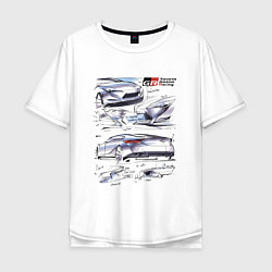 Футболка оверсайз мужская Toyota Gazoo Racing sketch, цвет: белый