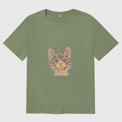 Мужская футболка оверсайз A 018 Цветной кот