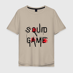 Футболка оверсайз мужская Blood Squid Game, цвет: миндальный