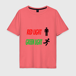 Футболка оверсайз мужская Red, Green Light, цвет: коралловый