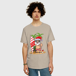 Футболка оверсайз мужская Santa on Vibe, цвет: миндальный — фото 2