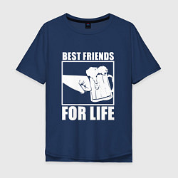 Футболка оверсайз мужская Best Friends For Life-Кулак встрою, цвет: тёмно-синий