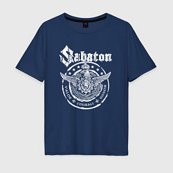 Футболка оверсайз мужская Белый логотип Sabaton, цвет: тёмно-синий