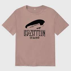 Футболка оверсайз мужская Дирижабль Led Zeppelin с лого участников, цвет: пыльно-розовый