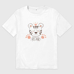 Мужская футболка оверсайз Тигр в короне