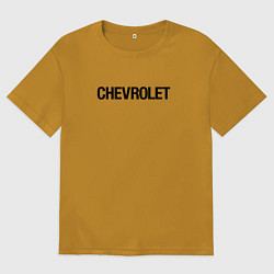Футболка оверсайз мужская Chevrolet Лого Эмблема спина, цвет: горчичный
