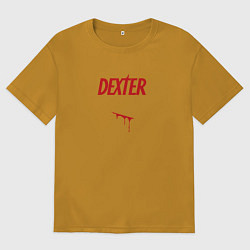 Футболка оверсайз мужская Декстер порез кровь, цвет: горчичный