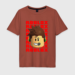Мужская футболка оверсайз ROBLOX RED LOGO LEGO FACE