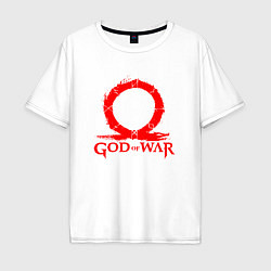 Футболка оверсайз мужская GOD OF WAR RED LOGO RAGNAROK, цвет: белый