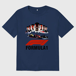 Футболка оверсайз мужская Пилоты формулы 1, цвет: тёмно-синий