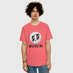 Футболка оверсайз мужская Gray gradient Logo Buick, цвет: коралловый — фото 2