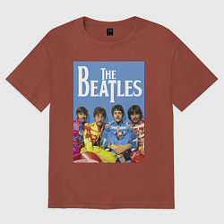 Футболка оверсайз мужская The Beatles - world legend!, цвет: кирпичный