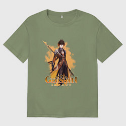 Мужская футболка оверсайз Чжун Ли Zhongli Genshin Impact