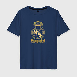 Футболка оверсайз мужская Real Madrid gold logo, цвет: тёмно-синий