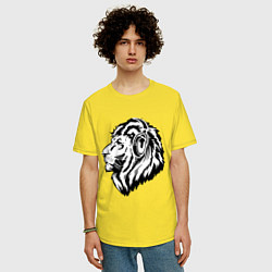Футболка оверсайз мужская Лев в наушниках, цвет: желтый — фото 2
