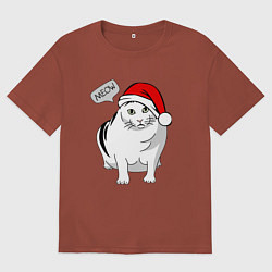 Мужская футболка оверсайз НОВОГОДНИЙ КОТ БЕНДЕР МЕМ