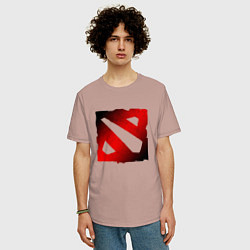 Футболка оверсайз мужская ЧЁРНО КРАСНОЕ ЛОГО ДОТА 2 DOTA 2 LOGO, цвет: пыльно-розовый — фото 2