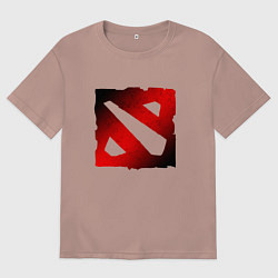 Футболка оверсайз мужская ЧЁРНО КРАСНОЕ ЛОГО ДОТА 2 DOTA 2 LOGO, цвет: пыльно-розовый